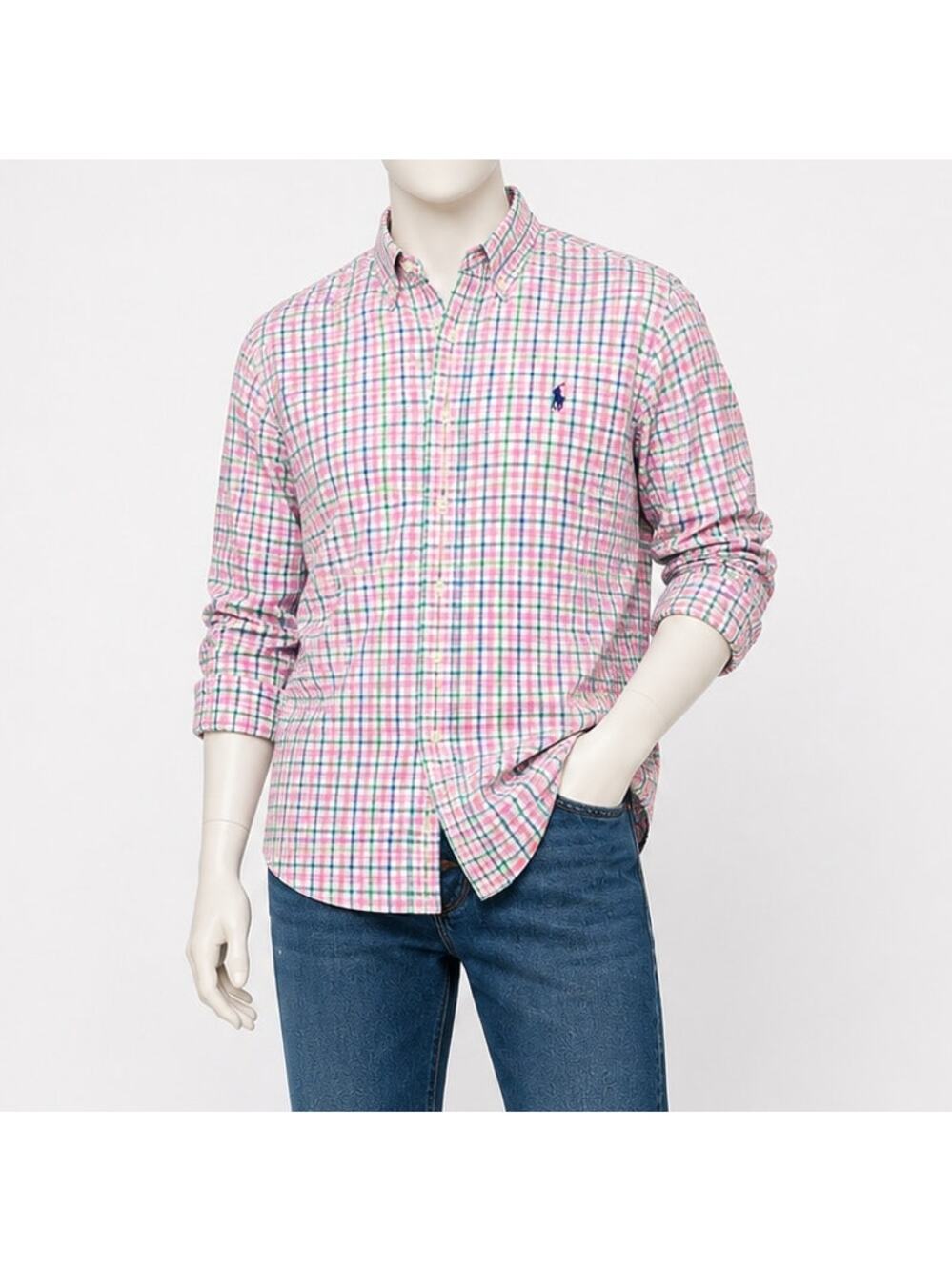 Polo Ralph Lauren Classic Fit Button L Down Shirt Pink Green Blue Plaid Men's